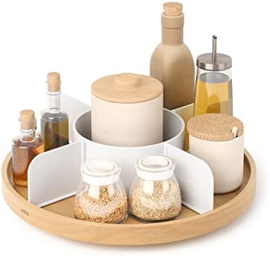 Umbra Bellwood Lazy Susan, Divided Tray Organizer, White/Natural by Umbra