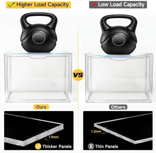 GUDEMAY Clear Stackable Plastic Storage Bins with Magnetic Lid, Dustproof Book & Cosmetic Acrylic Display Cases, Large Figures Collectibles Showcase, Shoe Box, Protection Organizer (L, Count, 3) - Image 4
