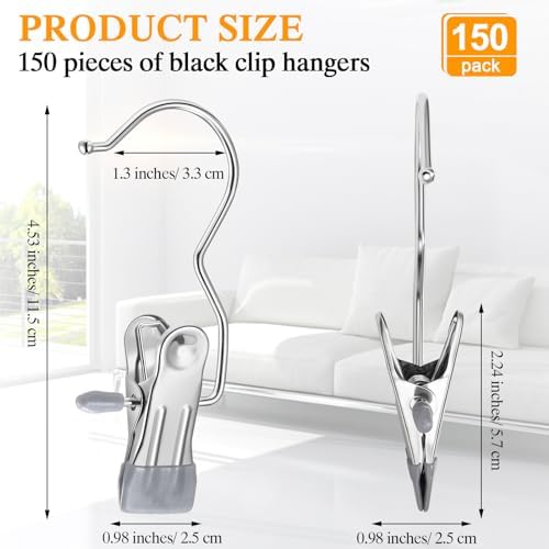 Yinder 150 Pcs Boot Hanger Clips Laundry Hooks Stainless Steel Hooks,Gray - Image 2