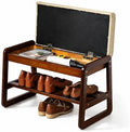 SOBIBO Solid Wood Shoe Rack Bench with Flip-Top Storage, Gray, 21.65" by SOBIBO