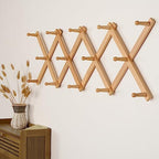 SKOLOO Hat Rack for Wall with 14 Hooks, Solid Wooden, Modern, Expandable Coat Rack Wall Mount for Coats, Hats, Bags, Baseball Caps, Natural Color - Image 3