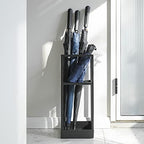 MyGift 20 Inch Tall Black Metal Geometric Umbrella Stand with Drip Tray - Image 2