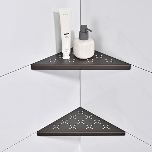 Corner Shower Shelf, 2-Pack Shower Shelves SUS304 Stainless Steel Bathroom Shelves for Tile Walls, Recessed Corner Shelf Organizer Rack, No Drilling (Bronze, 10"-2 Pack) by XiarnotogiHome