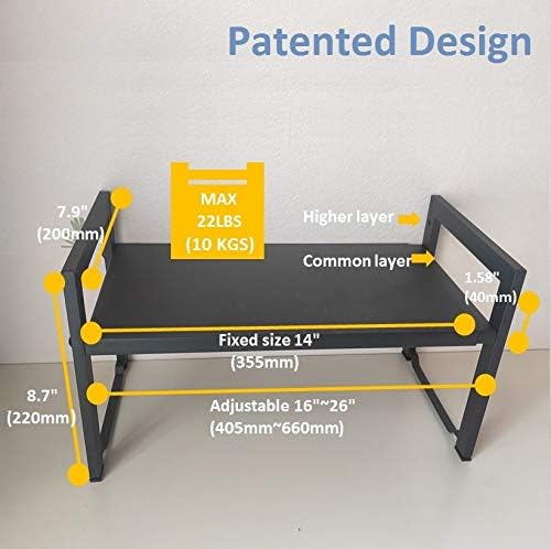 2 Pack Expandable Cabinet Shelf 7.9"D Adjustable Counter Riser Rack Black - Image 2