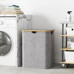 Lifewit 120L Large Laundry Basket with Lid, 2 Removable Bags, Light Gray - Image 2