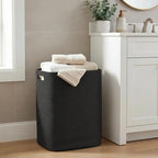 MEGASKET Large Laundry Hamper 16"x13"x22" - Tall Woven Laundry Basket, Cotton Rope Dirty Clothes Hamper, Baby Kids Nursery Wicker Laundry Basket, Bedroom Aesthetic, Soft Laundry Bin, Black Hamper, 75L - Image 5