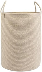Woven Cotton Rope Laundry Basket Hamper, 16" x 22" Large Oatmeal by JUNBOLE