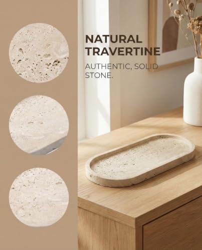OOBOOB Oval Natural Marble Bathroom Tray for Decor Countertop, Marble Vanity Tray for Candles Perfume, Jewelry, Cosmetics, Elegant Vanity Organizer for Jewelry, Perfume - Image 4