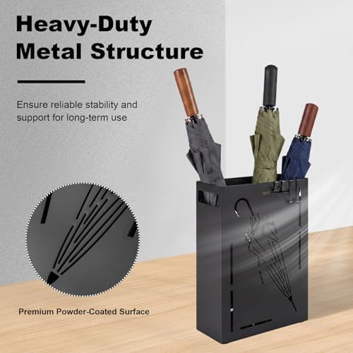 Goplus Metal Umbrella Holder, Indoor Umbrella Stand Freestanding, Black - Image 3