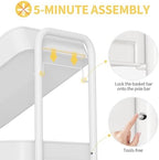 TOOLF 3 Tier Rolling Cart, Metal Utility Storage Cart with Pegboard, White - Image 4