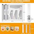 DALSHABET Bamboo Bag Organizer with Magnetic Closure, 6 In 1 Kitchen Drawer Foil and Plastic Wrap Dispenser with Cutter, Storage bag for Gallon, Quart, Sandwich, Snack White - Image 2