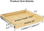 2Pack Pull Out Cabinet Organizer, Soft Close Wooden Slide Out Drawers for Pots, Full-extension Roll Out Shelves for Kitchen Cabinets, Pantry Organization, Bottom and Side Mount(21"W X 21"D x 3.4''H) - Image 2