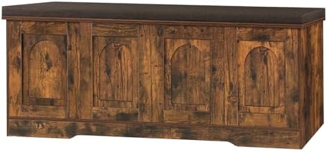 DINZI LVJ Shoe Storage Bench with Cushion, Door, Rustic Brown 47.2"LX17.7"H - Image 4