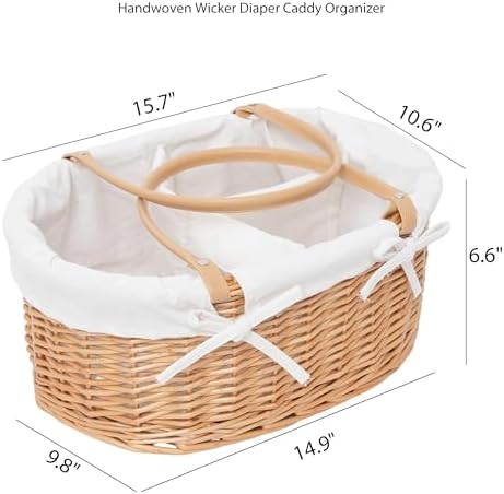 Wicker Diaper Caddy basket,Woven Baby Organizer for Nursery - Image 6