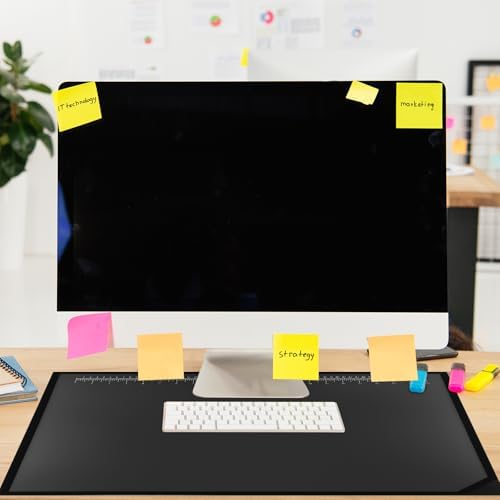 Colingmill 24 x 19 Inch Black Desk Pad with Clear Ruler Overlay - Image 4