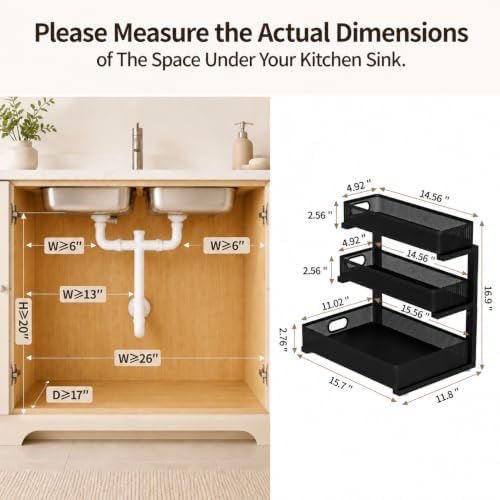 Three-Tier Under Sink Organizer Kitchen Bathroom, Mesh, 1 Pack - Image 2