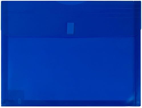 JAM PAPER Plastic Expansion Envelopes with Hook & Loop Closure - Letter Booklet - 9 3/4 x 13 with 1 Inch Expansion - Blue - 12/Pack by JAMPaper