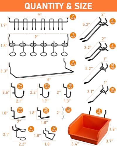 INCLY 276PCS Pegboard Accessories Organizer Kit for 1/4 Inch Pegboard - Image 6