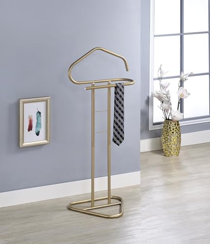 KB Designs - Metal Suit Tie Valet Stand Rack, Clothing Organizer, Gold - Image 2