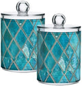 4 Pack teal turquoise mosaic Apothecary Jars with Lid by Unknown