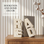 Book Ends Decorative with Read Design Resin Bookends for Heavy Books Book Holders for Shelves Book Stoppers with Non-Slip Pads Unique Read Sign Beige Bookend Gift for Book Lovers - Image 4