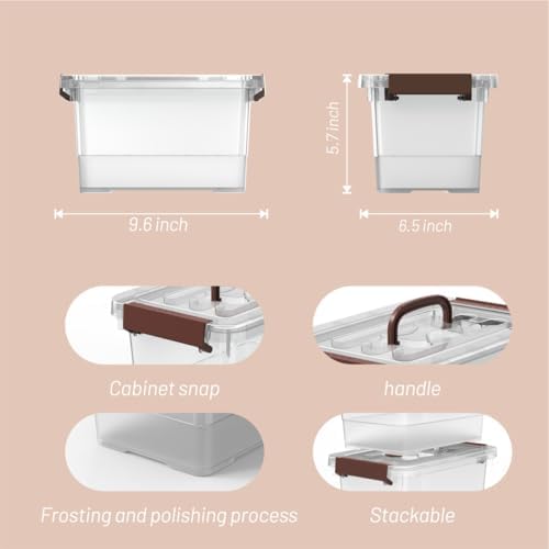 9-Pack Stackable Plastic Storage Bins with Lids, 4 Qt- BPA-Free, Clear Organizing Solution, Latches, Durable Nestable Containers, Secure Pull Handle. - Image 3
