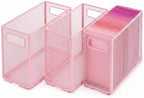 Zhengmy 3 Pcs Hanging File Organizer Letter Size File Holder Metal Mesh Filing Box Desktop Folder Letter Storage Cabinets Magazine Holder with Handles for Home Office School Document (Pink) by Zhengmy
