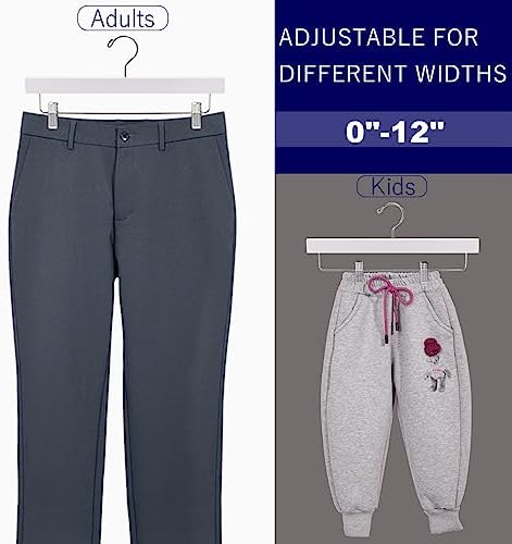 Amber Home 24 Pack White Wooden Pants Hangers with Adjustable Clips, 14" - Image 3