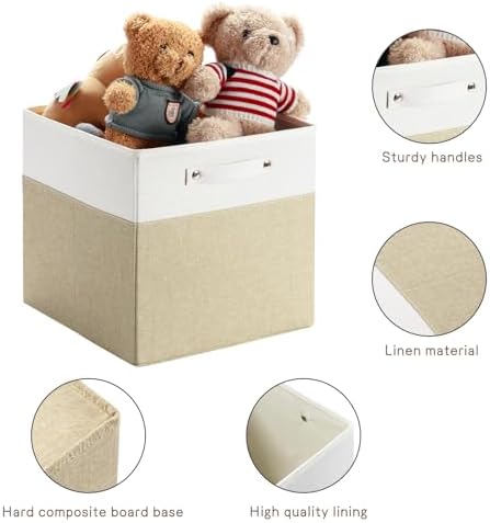 FinishingBo 13x13x13 Storage Cube Bins 4 Pack, Cube Shelf Baskets - Image 6
