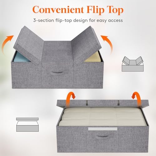Lifewit 80L Under Bed Storage Containers, 9.8 Inch Tall Underbed Clothes Storage Organizer Bin with Sturdy Sidewalls, Bottom, 3 Lids, Deep Storage Drawer for Clothes, Shoes, Blankets, Pillows 2 Pack - Image 5