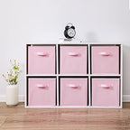 Stero 13x13x13 Inch Fabric Storage Bins 6 Pack Fun Colored Durable Storage Cubes with Handles Foldable Cube Baskets for Home, Kids Room, Closet and Toys Organization Pink - Image 4