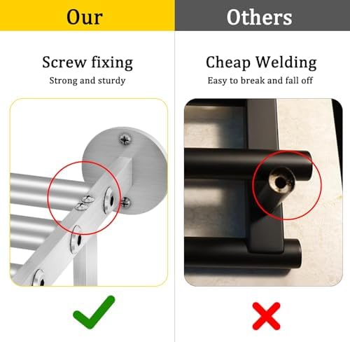 Double Towel Racks for Bathroom Towel Rack with Shelf, 24 Inch Double Towel Bars, Wall Mount Towel Holder for Bathroom Lavatory, Stainless Steel Towel Rod(Brushed Nickel) - Image 3