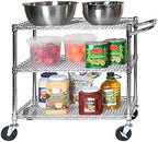 Seville Classics 3-Tier UltraDurable Commercial-Grade NSF-Certifed Service Utility Storage Cart, 34" W, Chrome (1 Pallet of 34 Packs) by SevilleClassics