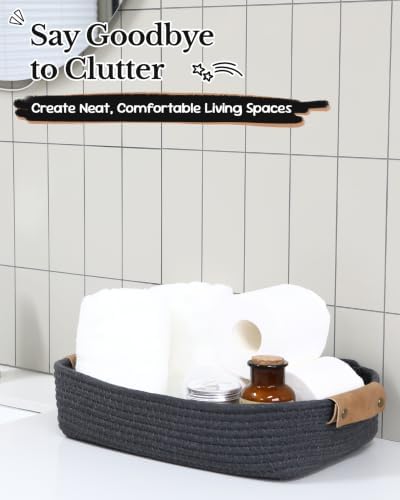 Sea Team Nesting Rectangular Woven Cotton Rope Storage Basket, 3-Pack - Image 5