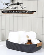 Sea Team Nesting Rectangular Woven Cotton Rope Storage Basket, 3-Pack - Image 5