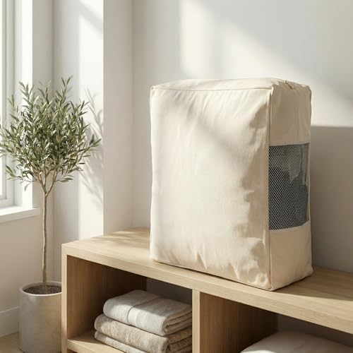 3 Pcs Cotton Canvas Sweater Storage Bag, 20"x14"x5" Closet Organizer Bag - Image 4