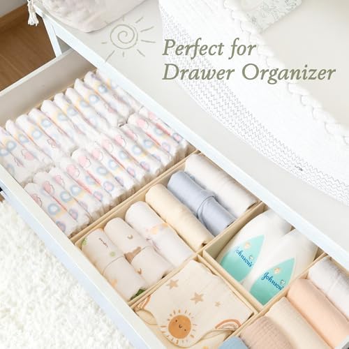 Criusia Drawer Organizer 18-Piece Set, Dresser Organizer for Baby Clothes, Foldable Closet Storage & Drawer Dividers for Underwear, Socks, Nursery (Beige) - Image 5