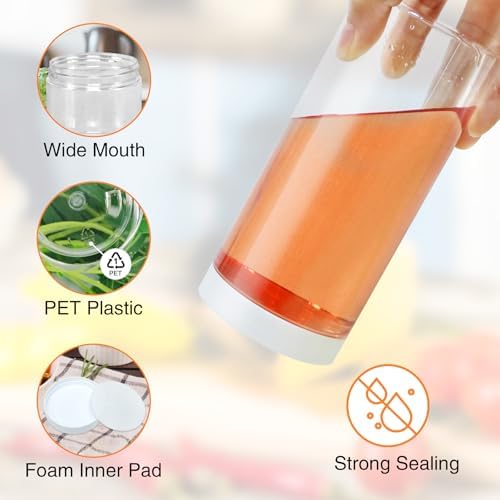 PeacePeo Plastic Jars with Lids 16 OZ, 24 Pack Clear Empty Jars - Image 3