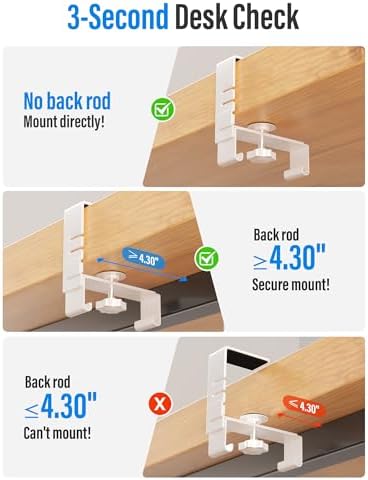 [Upgraded] Large Under Desk Cable Management Tray, Cinati Cable Management Under Desk No Drill, 42" Fabric Cord Hider for Wire Organizer, Cord Organizer for Office, Home - Supports Up to 30lbs White - Image 3