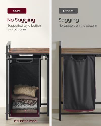 VASAGLE Laundry Hamper with Shelf, 3 Pull-Out Bags, 3 x 10.6 Gallons (40 L) - Image 5