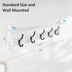 Optish Coat Rack Wall Mount with Shelf, 24 Inch Coat Hanger Walls Mounted, Hat Rack for Walls, Shelf with 5 Coat Hooks, Wall Hanger for Entryway (White) - Image 7