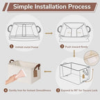 CHICVITA 4 Pack Fabric Storage Bins for Shelves, Metal Frame, 20L Beige - Image 7