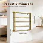 Wall Mounted Scarf Rack, Hijab Hanger Organizer (Gold, 5T-27.6×23.6IN) - Image 4