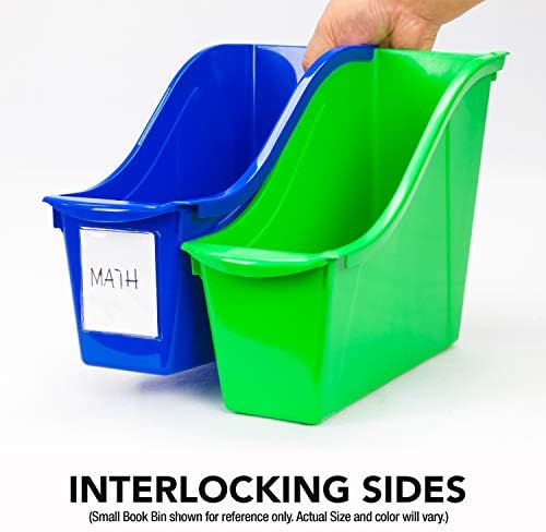 Storex Large Book Bin, Interlocking Plastic Organizer for Home, Office and Classroom, Purple, 30-Pack (71117U06C) - Image 4