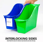 Storex Large Book Bin, Interlocking Plastic Organizer for Home, Office and Classroom, Purple, 30-Pack (71117U06C) - Image 4