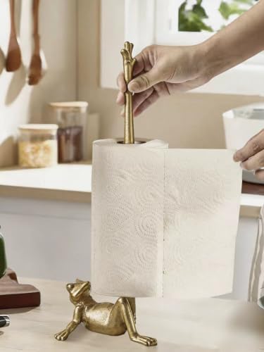 Gold Cast Iron Paper Towel Holder Countertop, Frog Leg Toilet Paper Holder Stand, Stable & Durable, Cute Funny Animal Rustic Decor Paper Roll Holder for Bathroom & Kitchen - Image 5