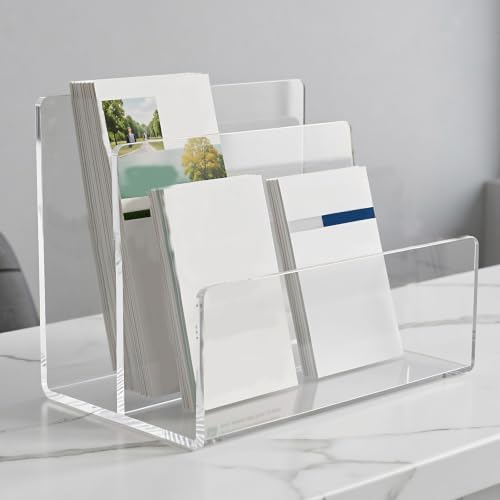 VICASKY Acrylic File Organizer Letter Sorter 2 Section for Desk - Image 7