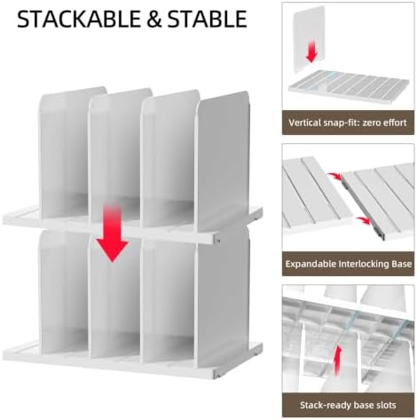 Stackable Purse Organizer for Closet Acrylic Shelf Divider, 6 Pack - Image 3