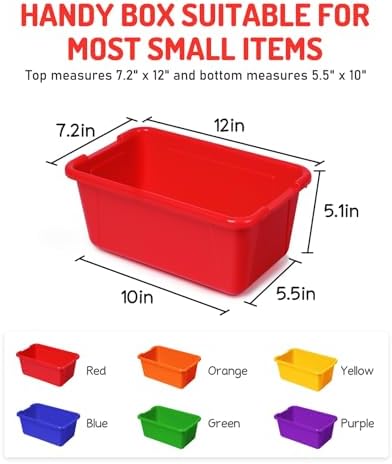 GAMENOTE 6 Quart Stackable Plastic Storage Bins with Lids, 6 Pack, Colorful - Image 2