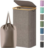 Lifewit 105L Large Laundry Basket with Lid, Removable Bags, Brown by Lifewit
